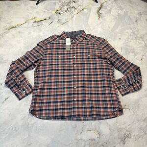 Jachs New York Shirt Mens Size 2XL Short Orange Plaid Classic Fit Long Sleeve